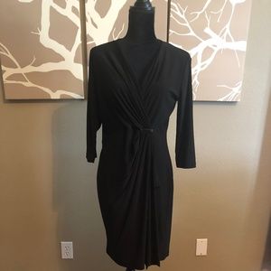 Faux Wrap Black Dress